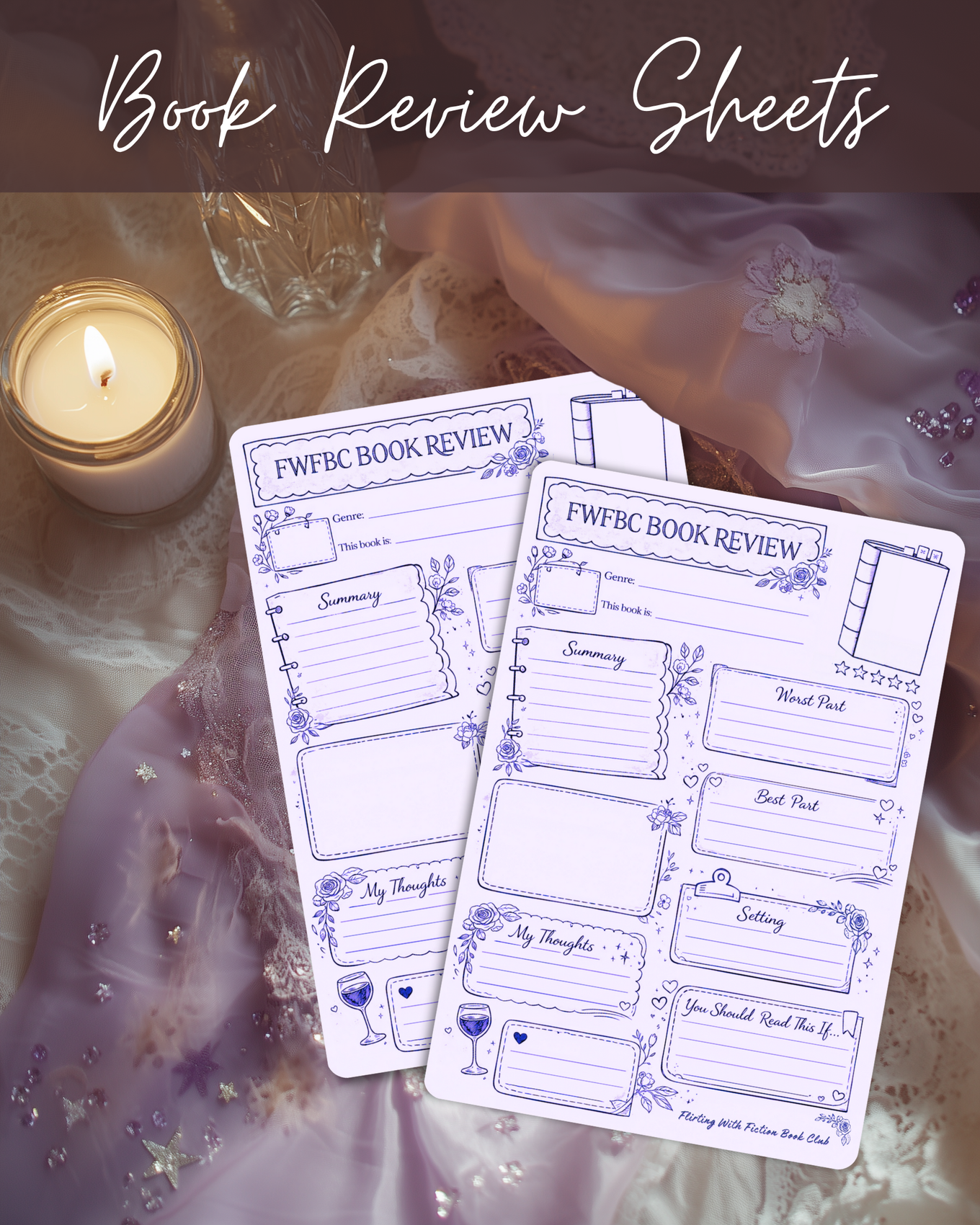 Aesthetic 4x6 Book Review Cards - Set of 10