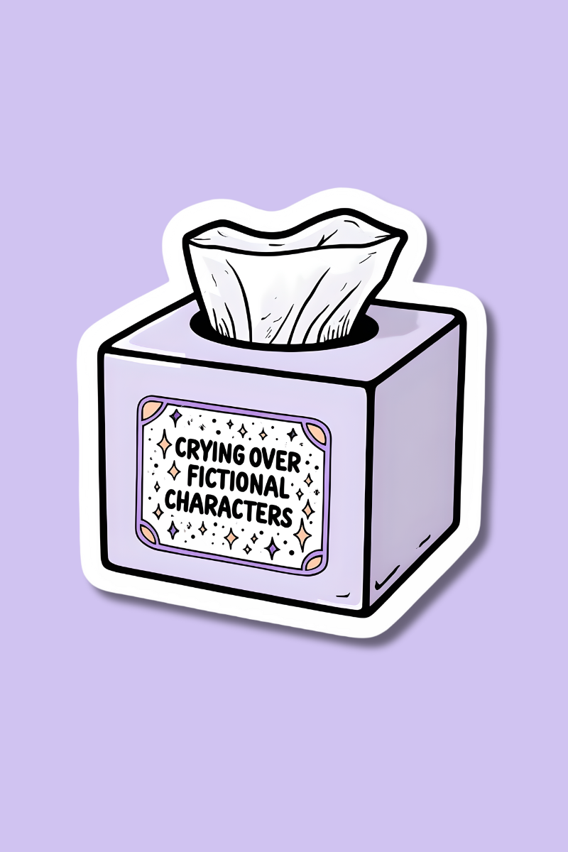 Crying Over Fictional Character Tissue Box | Sticker