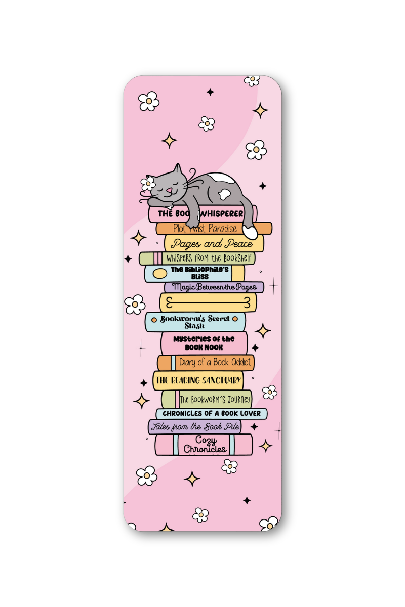 Sleepy Cat Book Stack