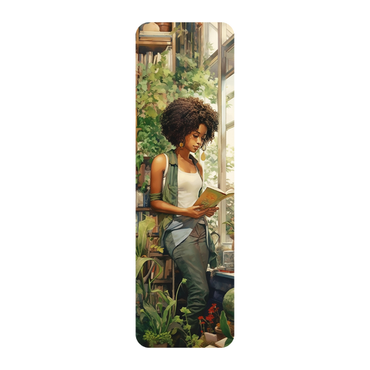 Woman Reading in Greenhouse Bookmark