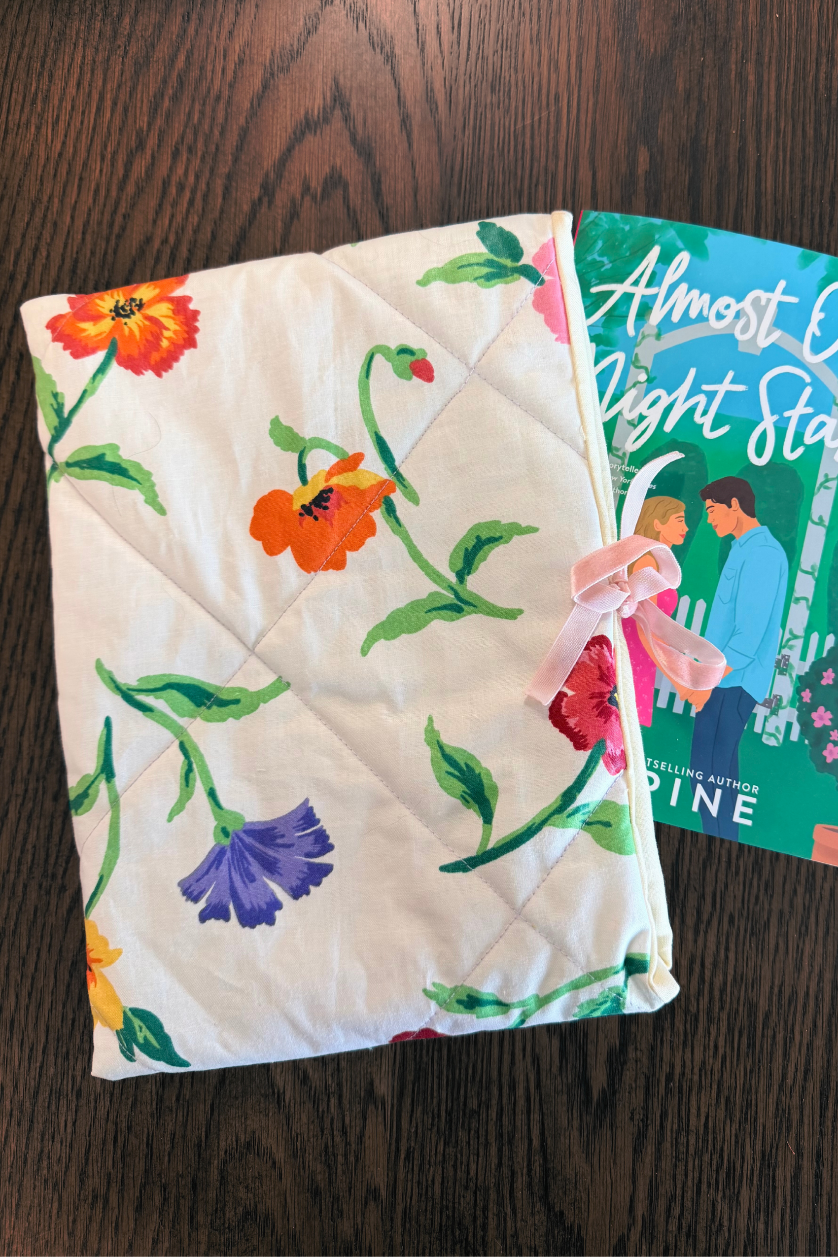 Quilted Book Sleeve With Ribbon