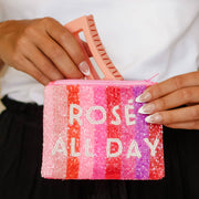 Rose All Day Seed Bead Bag, Makeup Bag, Wallet