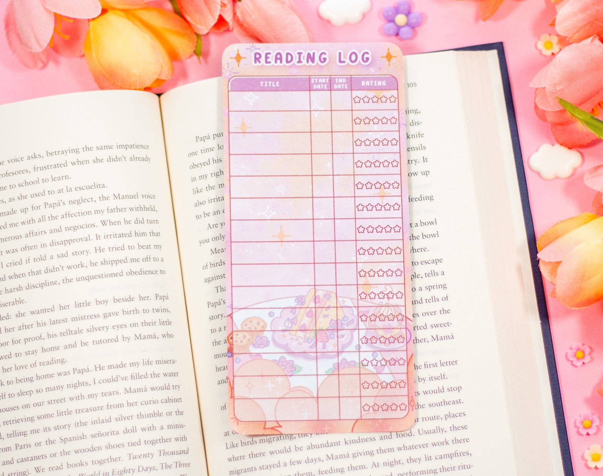 Cafe Quest Reading Log |Bookmark