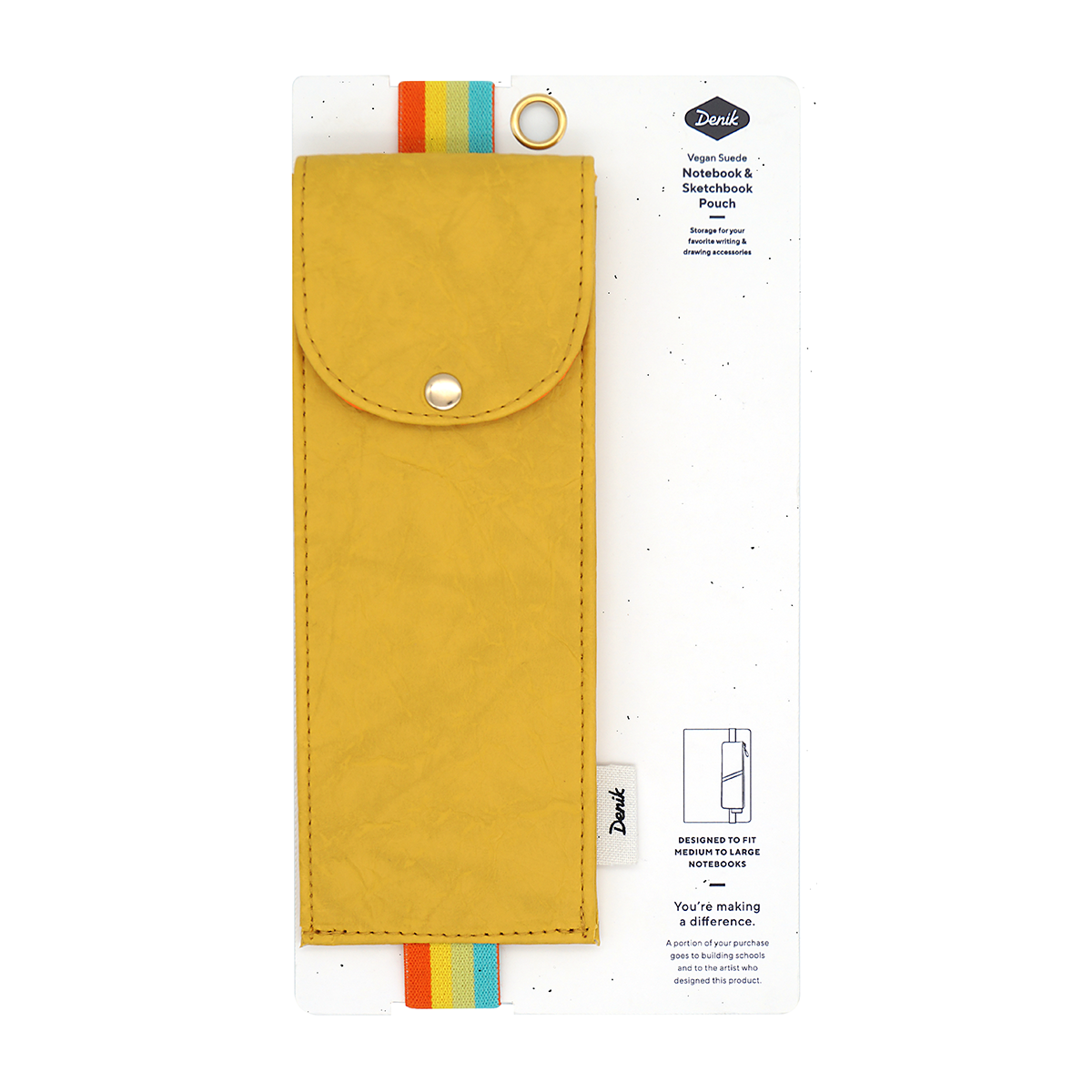 Yellow Leather Pen Pouch & Rainbow Strap