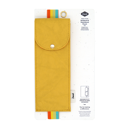 Yellow Leather Pen Pouch & Rainbow Strap