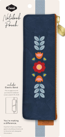 Evelynn Blue Embroidered Notebook Pouch